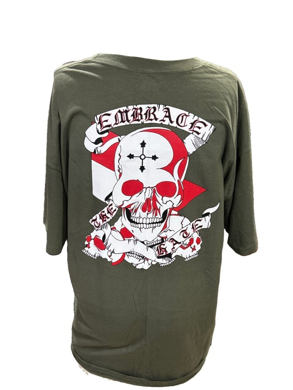 Hanes Beefy T Shirt Mens 2XL Skulls Green Short Sleeves Motorcycle